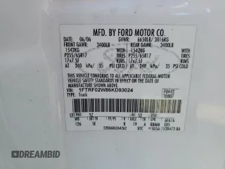 2006 Ford F-150 STX with VIN 1FTRF02W86KD93024, listed as a Copart auction lot 84327634 with 153,529 mi miles and Salvage Title. Bid and sale history available at carsss.com. Image 12.
