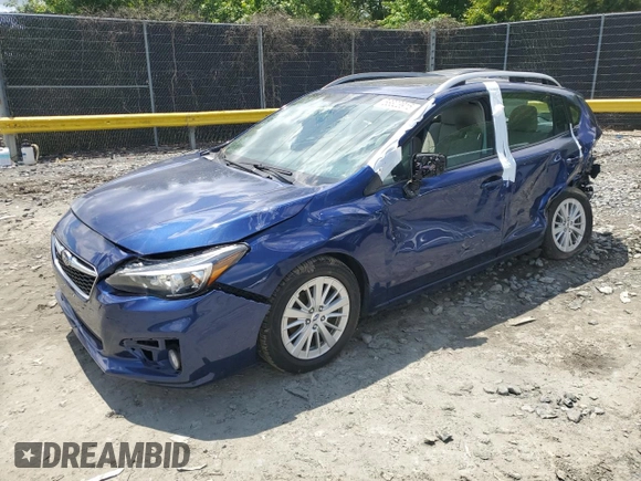 2018 Subaru Impreza Premium with VIN 4S3GTAD69J3718625, listed as a Copart auction lot 56623915 with 71,129 mi miles and Salvage title. Bid and sale history available at DreamBid. Image 1.