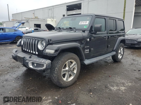 2019 Jeep Wrangler Unlimited Sahara z VIN 1C4HJXEN7KW612273, wystawiony jako Copart lot #60744185 z przebiegiem 55 176 mil mil oraz Szkoda całkowita • Salvage title. Historia ofert i sprzedaży dostępna na DreamBid. Obrazek 1.