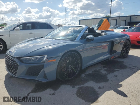 2020 Audi R8 z VIN WUAVECFX5L7901778, wystawiony jako Copart lot #74736714 z przebiegiem Nie podano mil oraz Nie do naprawy • Non repairable. Historia ofert i sprzedaży dostępna na DreamBid. Obrazek 1.