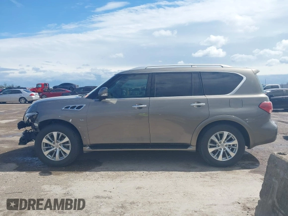 2017 Infiniti QX80 with VIN JN8AZ2NF8H9644800, listed as a IAAI auction lot 41898790 with 129,262 mi miles. Bid and sale history available at carsss.com. Image 14.