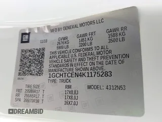 2019 Chevrolet Colorado 4WD LT with VIN 1GCHTCEN4K1175283, listed as a IAAI auction lot 41652804 with 411,521 mi miles. Bid and sale history available at carsss.com. Image 9.