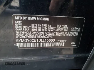 2013 BMW X5 M with VIN 5YMGY0C51DLL15660, listed as a Copart auction lot 84766244 with 113,007 mi miles and Salvage Title. Bid and sale history available at carsss.com. Image 14.