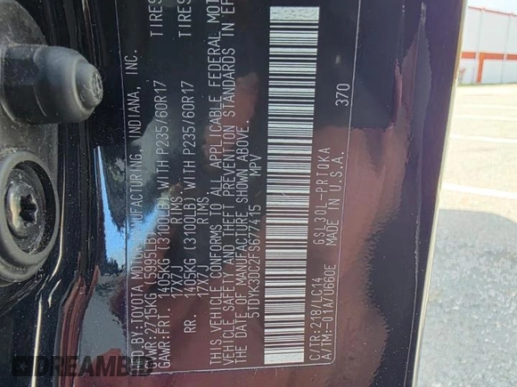 2015 Toyota Sienna XLE with VIN 5TDYK3DC2FS677415, listed as a Copart auction lot 54703175 with 275,971 mi miles and Clean Title. Bid and sale history available at carsss.com. Image 10.