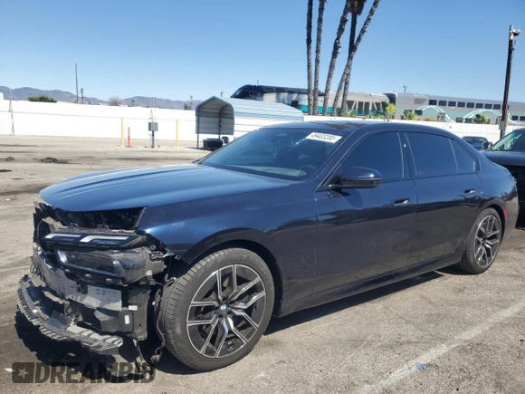 2023 BMW 7 Series 740i z VIN WBA23EH03PCN46346, wystawiony jako Copart lot #49403285 z przebiegiem 62 401 mil mil oraz Szkoda całkowita • Salvage title. Historia ofert i sprzedaży dostępna na DreamBid. Obrazek 1.