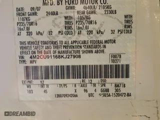 2008 Mercury Mariner with VIN 4M2CU91168KJ27908, listed as a Copart auction lot 42853165 with 0 mi miles and Clean Title. Bid and sale history available at carsss.com. Image 13.