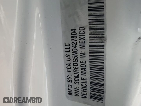 2022 Ram 1500 Tradesman with VIN 3C6JR6DG5NG427804, listed as a Copart auction lot 54318645 with Not provided miles and Non repairable. Bid and sale history available at DreamBid. Image 12.