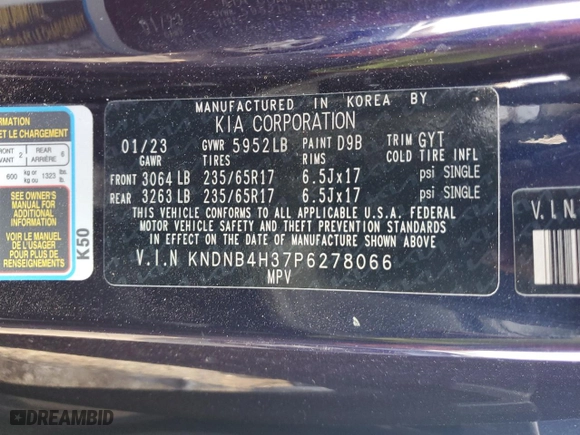 2023 Kia Carnival LX with VIN KNDNB4H37P6278066, listed as a Copart auction lot 78166644 with 30,027 mi miles and Salvage Title. Bid and sale history available at carsss.com. Image 13.