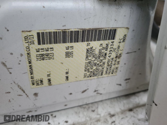 2014 Nissan Maxima SV z VIN 1N4AA5AP0EC439334, wystawiony jako Copart lot #54109875 z przebiegiem 131 592 mil mil oraz Szkoda całkowita • Salvage title. Historia ofert i sprzedaży dostępna na DreamBid. Obrazek 12.