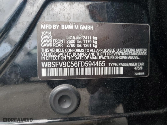 2015 BMW M5 with VIN WBSFV9C56FD594465, listed as a Copart auction lot 72085944 with 76,313 mi miles and Salvage Title. Bid and sale history available at carsss.com. Image 14.