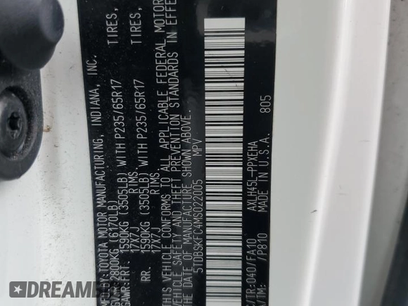 2021 Toyota Sienna LE z VIN 5TDBSKFC4MS022005, wystawiony jako Copart lot #50769965 z przebiegiem 108 694 mil mil oraz Szkoda całkowita • Salvage title. Historia ofert i sprzedaży dostępna na DreamBid. Obrazek 15.