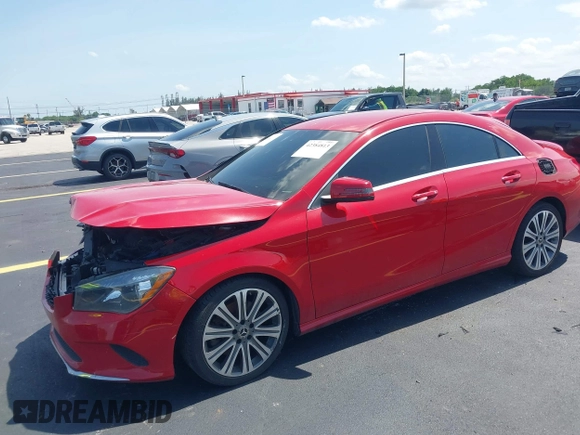 2018 Mercedes-Benz CLA 250 with VIN WDDSJ4EB3JN628023, listed as a IAAI auction lot 42384813 with 110,657 mi miles and . Bid and sale history available at DreamBid. Image 2.