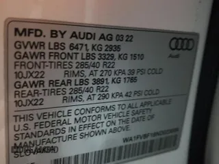 2022 Audi Q8 Prestige with VIN WA1FVBF18ND023009, listed as a Copart auction lot 88035005 with 29,606 mi miles and Salvage Title. Bid and sale history available at carsss.com. Image 13.