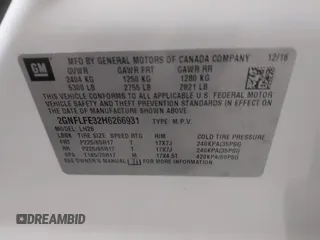 2017 Chevrolet Equinox LT with VIN 2GNFLFE32H6266931, listed as a IAAI auction lot 42036390 with 71,402 mi miles and . Bid and sale history available at carsss.com. Image 9.