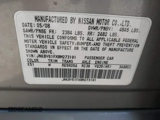 2008 Infiniti G35 Sedan x with VIN JNKBV61FX8M273191, listed as a IAAI auction lot 41925726 with 234,204 mi miles. Bid and sale history available at carsss.com. Image 9.
