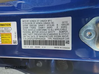 2023 Honda Civic Sport with VIN 2HGFE2F59PH528329, listed as a Copart auction lot 55113525 with 35,713 mi miles and Salvage title. Bid and sale history available at DreamBid. Image 12.