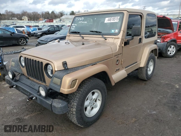 1999 Jeep Wrangler Sahara with VIN 1J4FY49S7XP468754, listed as a Copart auction lot 44618515 with 181,922 mi miles and Salvage Title. Bid and sale history available at carsss.com. Image 1.