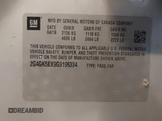 2016 Buick Regal with VIN 2G4GK5EX9G9196334, listed as a IAAI auction lot 41359790 with 136,442 mi miles and . Bid and sale history available at DreamBid. Image 9.