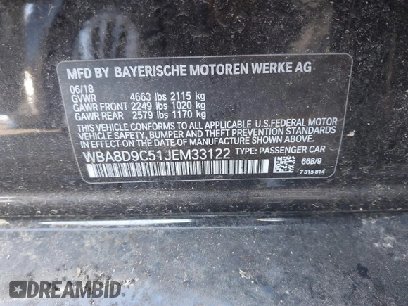 2018 BMW 3 Series 330i xDrive z VIN WBA8D9C51JEM33122, wystawiony jako IAAI lot #40811372 z przebiegiem 48 461 mil mil oraz . Historia ofert i sprzedaży dostępna na DreamBid. Obrazek 9.