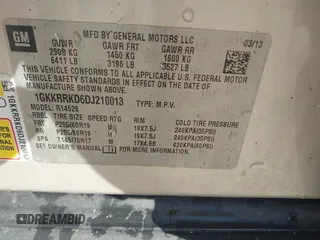 2013 GMC Acadia SLT with VIN 1GKKRRKD6DJ210013, listed as a IAAI auction lot 41699394 with 1 mi miles. Bid and sale history available at carsss.com. Image 9.