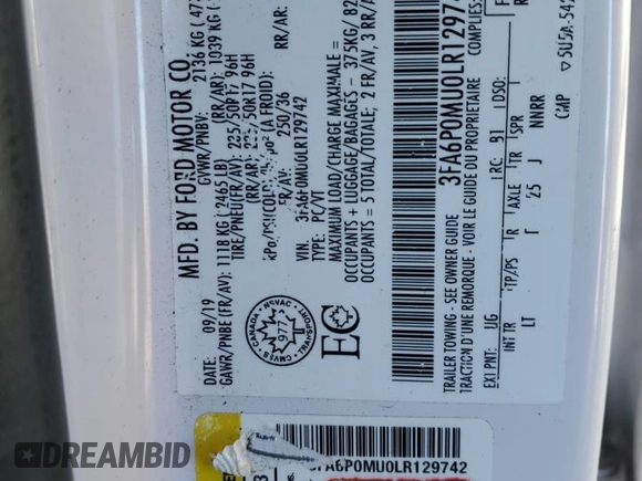 2020 Ford Fusion Hybrid SEL with VIN 3FA6P0MU0LR129742, listed as a Copart auction lot 88924535 with 79,949 mi miles and Salvage Title. Bid and sale history available at carsss.com. Image 12.