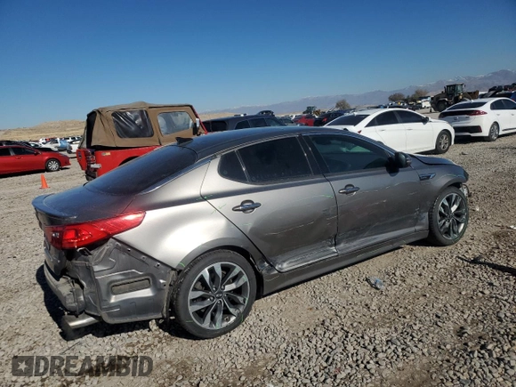 2015 Kia Optima SX Turbo with VIN 5XXGR4A60FG445912, listed as a Copart auction lot 79620894 with 77,354 mi miles and Salvage Title. Bid and sale history available at carsss.com. Image 3.