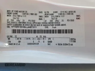 2020 Ford Ranger XL with VIN 1FTER1EH6LLA87311, listed as a Copart auction lot 43785185 with Not Provided miles and Salvage Title. Bid and sale history available at DreamBid. Image 12.