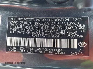2007 Scion tC Spec with VIN JTKDE167X70184220, listed as a IAAI auction lot 42475206 with 164,426 mi miles and . Bid and sale history available at DreamBid. Image 9.