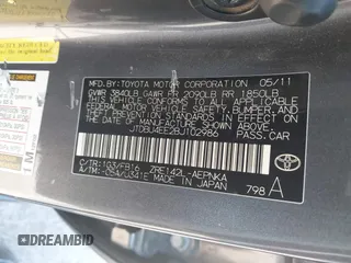 2011 Toyota Corolla L with VIN JTDBU4EE2BJ102986, listed as a IAAI auction lot 41589140 with 1 mi miles. Bid and sale history available at carsss.com. Image 9.