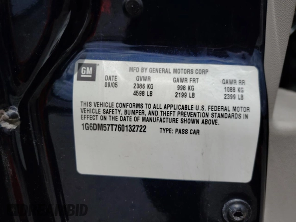 2006 Cadillac CTS with VIN 1G6DM57T760132722, listed as a Copart auction lot 51288095 with 178,715 mi miles and Salvage Title. Bid and sale history available at carsss.com. Image 12.