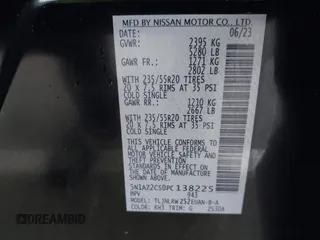 2023 Nissan Murano SL z VIN 5N1AZ2CS0PC138225, wystawiony jako IAAI lot #41675550 z przebiegiem 25 518 mil mil oraz . Historia ofert i sprzedaży dostępna na DreamBid. Obrazek 9.