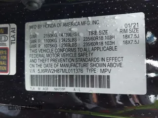 2021 Honda CR-V EX-L with VIN 5J6RW2H87ML011376, listed as a IAAI auction lot 42284990 with 24,044 mi miles and . Bid and sale history available at DreamBid. Image 9.