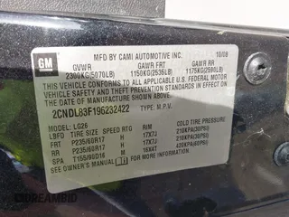 2009 Chevrolet Equinox LTZ with VIN 2CNDL83F196232422, listed as a IAAI auction lot 41798548 with 124,500 mi miles. Bid and sale history available at carsss.com. Image 9.