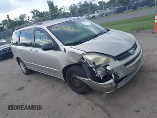 2005 Toyota Sienna CE with VIN 5TDZA23C95S279121, listed as a IAAI auction lot 42630830 with 158,586 mi miles and . Bid and sale history available at DreamBid. Image 1.