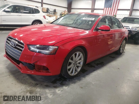 2013 Audi A4 Premium Plus with VIN WAUHFAFLXDN047308, listed as a Copart auction lot 50954315 with 110,900 mi miles and Salvage Title. Bid and sale history available at carsss.com. Image 1.