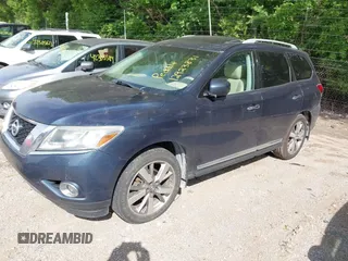 2013 Nissan Pathfinder Platinum with VIN 5N1AR2MM8DC655963, listed as a IAAI auction lot 42305344 with 176,498 mi miles and . Bid and sale history available at DreamBid. Image 2.