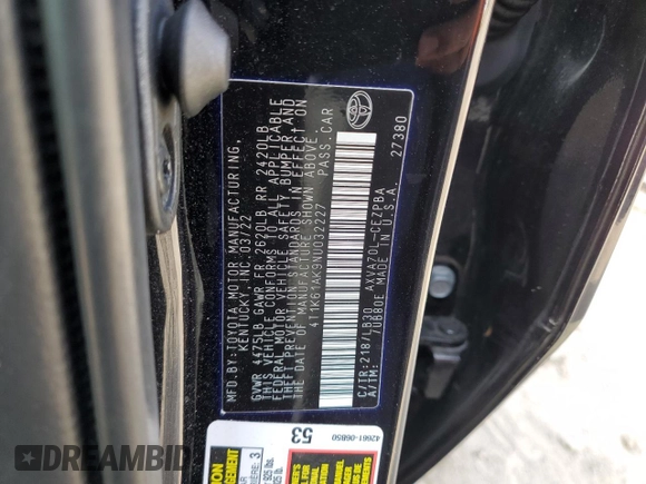 2022 Toyota Camry XSE z VIN 4T1K61AK9NU032227, wystawiony jako Copart lot #52932725 z przebiegiem 40 823 mil mil oraz Szkoda całkowita • Salvage title. Historia ofert i sprzedaży dostępna na DreamBid. Obrazek 13.