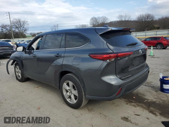 2020 Toyota Highlander LE with VIN 5TDZZRAH8LS003185, listed as a Copart auction lot 44607575 with 95,672 mi miles and Salvage title. Bid and sale history available at DreamBid. Image 2.