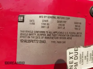 2007 Chevrolet Cobalt LT with VIN 1G1AL55FX77213943, listed as a IAAI auction lot 41782098 with 205,208 mi miles and . Bid and sale history available at DreamBid. Image 9.
