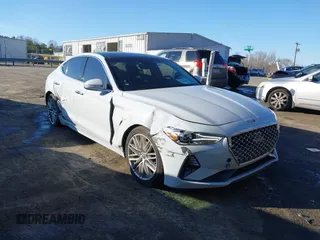 2021 Genesis G70 2.0T with VIN KMTG34LA6MU075190, listed as a IAAI auction lot 41474675 with 72,743 mi miles. Bid and sale history available at carsss.com. Image 1.
