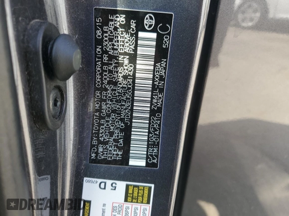 2016 Toyota Prius Two with VIN JTDZN3EU5GJ041430, listed as a Copart auction lot 53483425 with 61,633 mi miles and Salvage Title. Bid and sale history available at DreamBid. Image 12.