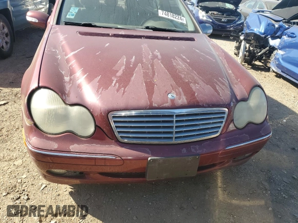 2002 Mercedes-Benz C 230/260/280/320 with VIN WDBRF64J02F197634, listed as a Copart auction lot 74818224 with 169,289 mi miles and Salvage Title. Bid and sale history available at DreamBid. Image 5.
