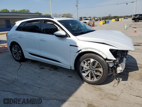 2021 Audi e-tron Premium Plus with VIN WA1LAAGE1MB004760, listed as a Copart auction lot 52986445 with 33,391 mi miles and Salvage Title. Bid and sale history available at carsss.com. Image 4.