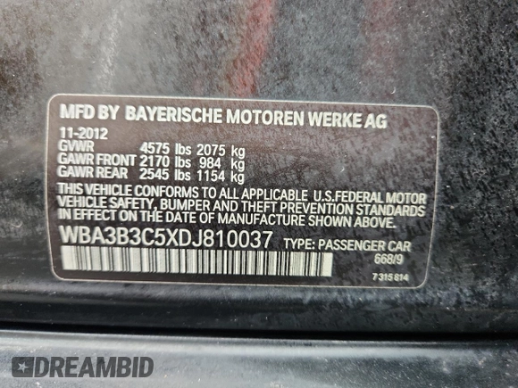 2013 BMW 3 Series 328i xDrive с VIN WBA3B3C5XDJ810037, выставлен на аукционе Copart как лот 65476965 с пробегом 169 569 миль миль и Чистый • Clean title. История ставок и продаж доступна на DreamBid. Изображение 12.