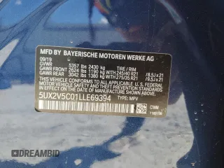 2020 BMW X4 M40i with VIN 5UX2V5C01LLE69394, listed as a Copart auction lot 44036774 with 22,582 mi miles and Clean title. Bid and sale history available at DreamBid. Image 13.