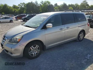 2005 Honda Odyssey EX z VIN 5FNRL38495B411722, wystawiony jako Copart lot #58008165 z przebiegiem 216 810 mil mil oraz Czysty tytuł • Clean title. Historia ofert i sprzedaży dostępna na DreamBid. Obrazek 1.