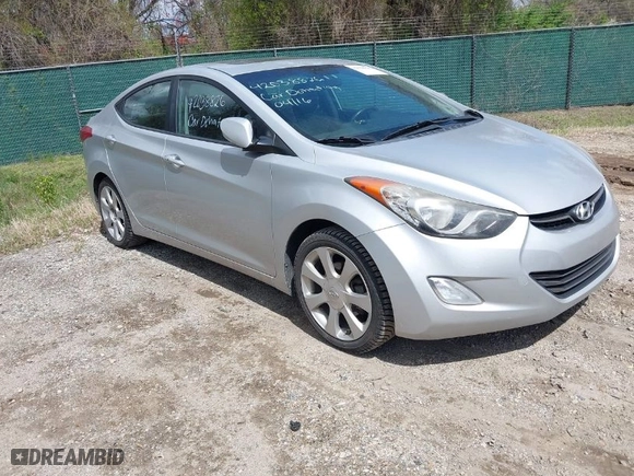 2013 Hyundai Elantra GLS PZEV with VIN KMHDH4AE3DU493386, listed as a IAAI auction lot 42038826 with 352,328 mi miles. Bid and sale history available at carsss.com. Image 1.