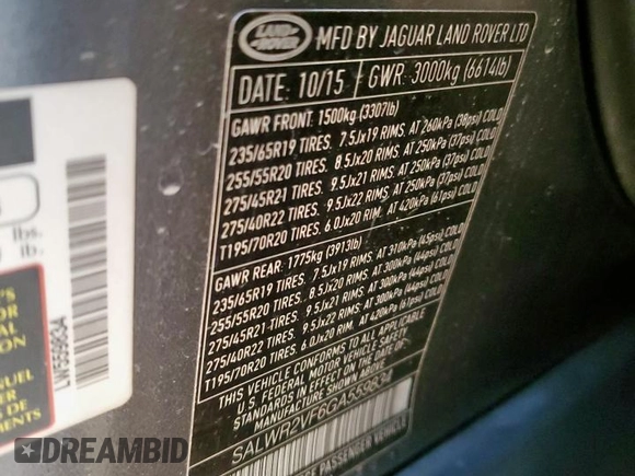 2016 Land Rover Range Rover Sport HSE with VIN SALWR2VF6GA559834, listed as a Copart auction lot 48493675 with 133,847 mi miles and Clean title. Bid and sale history available at DreamBid. Image 12.