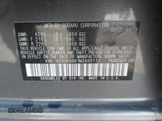 2021 Subaru Impreza z VIN 4S3GKAB61M3600112, wystawiony jako IAAI lot #40764315 z przebiegiem 48 209 mil mil oraz . Historia ofert i sprzedaży dostępna na DreamBid. Obrazek 9.
