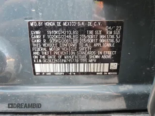 2023 Honda HR-V LX with VIN 3CZRZ2H31PM745770, listed as a Copart auction lot 62567235 with 29,420 mi miles and Salvage title. Bid and sale history available at DreamBid. Image 13.